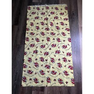Tattoo Print Fabric Remnant OS Yellow Heart Butterfly Text 60x55